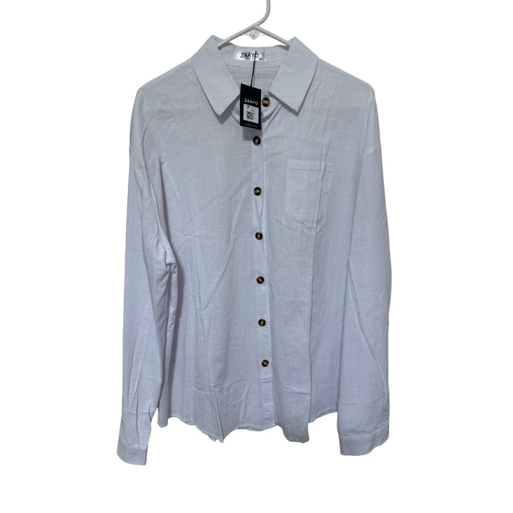 Zaayo NWT Blouse White Cotton Classic Office Womans XXL